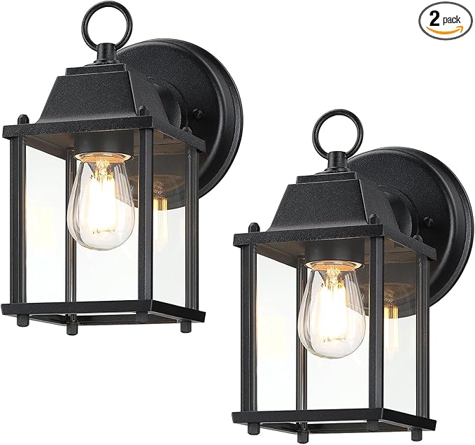 LIT-PaTH Outdoor Wall Lantern, Wall Sconce as Porch Lighting Fixture, E26 Base, Aluminum Housing Plus Glass | Lumora