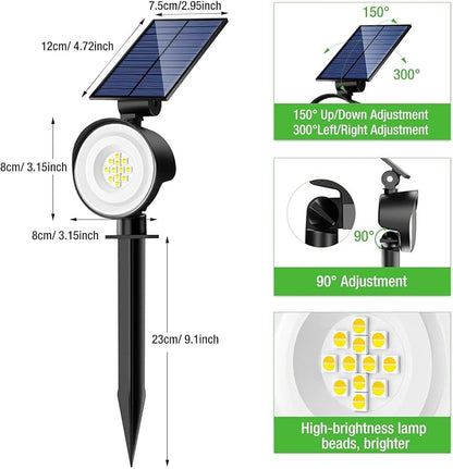 nipify 1 Pack Solar Lights Outdoor Waterproof, 3 CCT Solar Spot Lights with 2 Brightness Landscape Spotlights for Outside Garden Yard Trees