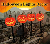 4 Pack Halloween Pumpkin Pathway Solar Lights, Orange Yard Stake String Lights Halloween Outdoor Decorations | Lumora