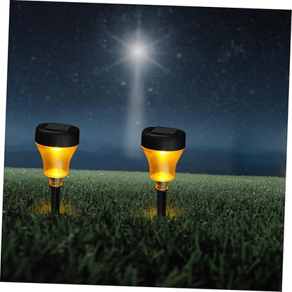 Mipcase 2pcs Led Solar Pathway Lights Solar Garden Stake Lights Outdoor Landscape Lighting Warm Decorative Lawn Lamp for Patio Garden