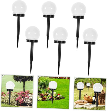 6pcs Solar Lawn Globe Lights Outdoor Garden Courtyard Lighting Tool Warm Solar Pathway Lights for Walkway Decor