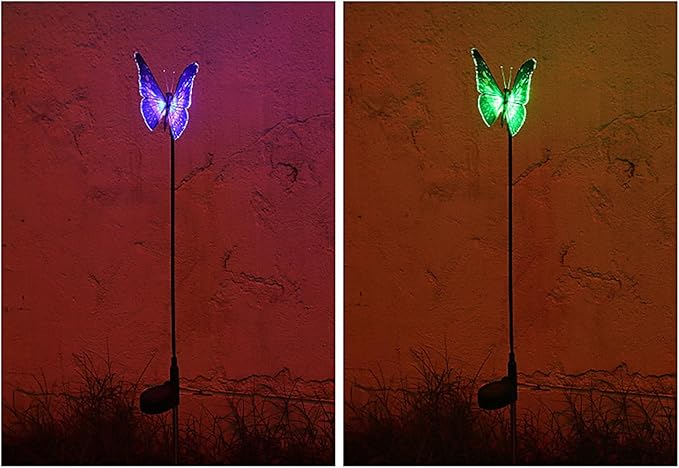 Solar Lights, RGB Color Changing LED Outdoor with Light Sensor and On Off Switch, Solar Pathway Lights for Lawn Patio Yard Landscape Decor