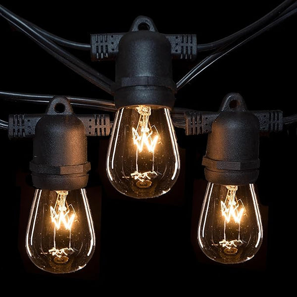 Hometown Evolution, Inc. 100 Foot Commercial Grade Outdoor String Lights (100 Foot 50 Socket, S14 11 Watt Clear | Lumora