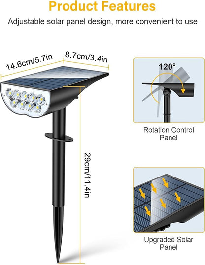 BAXIA TECHNOLOGY Solar Spotlights Outdoor Waterproof, 3 Lighting Modes Spot Lights, Dusk to Dawn Solar Powered Outdoor Lights for Yard Pathway Driveway Landscape, Warm White, 2 Pack