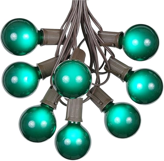 100 Foot G50 Outdoor Patio String Lights with 125 Green Globe Bulbs – Indoor Outdoor String Lights – Market Bistro | Lumora