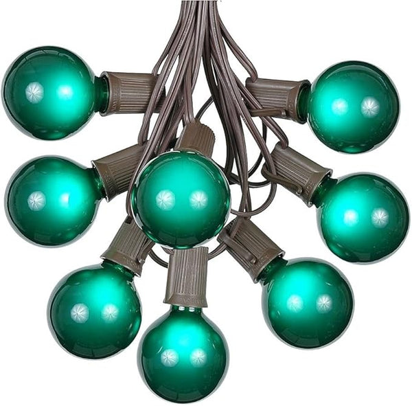100 Foot G50 Outdoor Patio String Lights with 125 Green Globe Bulbs – Indoor Outdoor String Lights – Market Bistro | Lumora