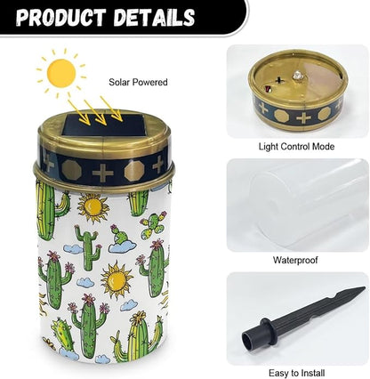 ZOUTAIRONG Solar Light for Cemetery Grave 6 Pack Solar Garden Lights Solar Lights Outdoor Garden Solar Pathway Lights Outdoor Cemetery Solar Lights for Grave Solar Lights Cactus