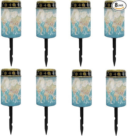 Map Solar Outdoor Lights,Solar Stake Lights Waterproof Solar Pathway Lights Landscape Lighting Solar Lantern Outdoor Garden Decorations for Yard Patio Tabletop