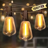 LAMPHOME LED Outdoor String Lights 100FT Patio Lights with 52 Shatterproof ST38 Vintage Edison Bulbs, Outside | Lumora