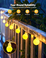 Brightown Solar String Lights Outdoor Waterproof, 19.6Ft 60 LED Globe Solar Patio Lights, 8 Modes Balcony Lights | Lumora