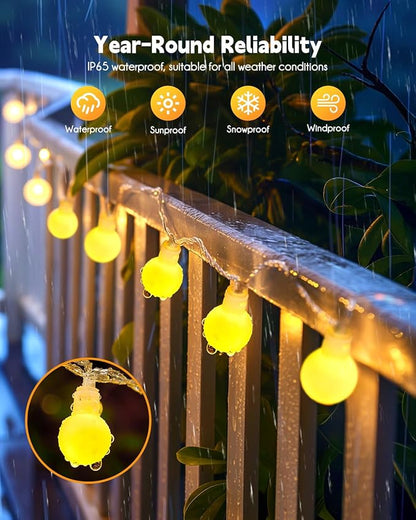 Brightown Solar String Lights Outdoor Waterproof, 19.6Ft 60 LED Globe Solar Patio Lights, 8 Modes Balcony Lights for Yard Patio Tree Canopy Party Camping Balcony