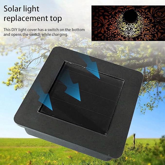 Solar Lantern Light Replacement Top, Square Solar Light Battery Box Square Solar Lamp Accessories for Garden Patio Walkway Yard(4pcs)