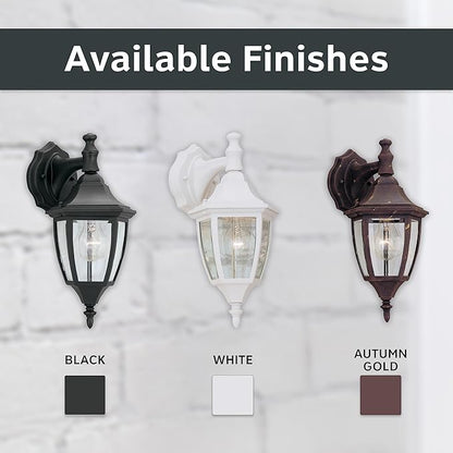 Designers Fountain Waterbury Outdoor Light Fixture, 14.25 Inch Exterior Wall Lantern Sconce for Front Door, Patio and Porch, White, 2461-WH