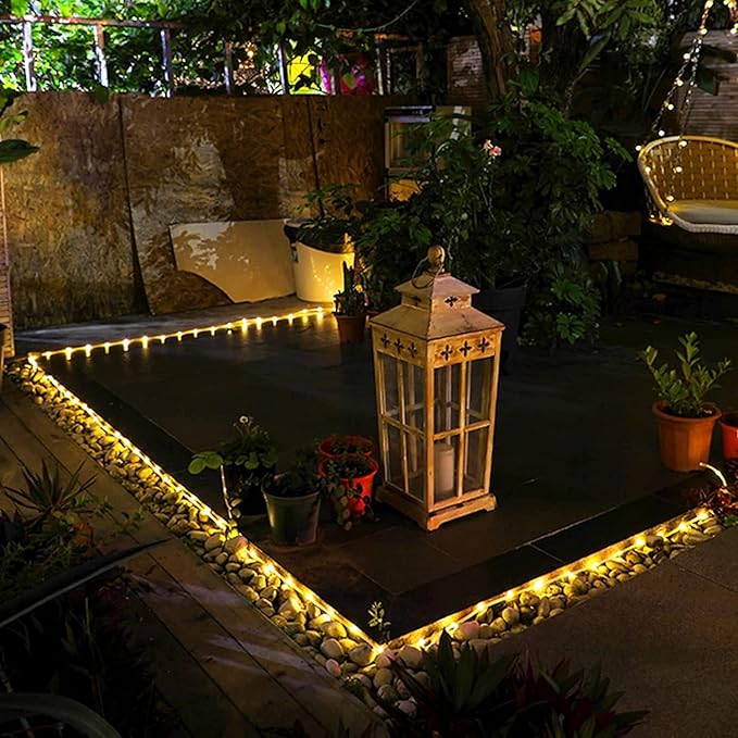 JMEXSUSS 2 * 200 LED Warm White Solar Rope Lights, 66ft IP 65 Waterproof Solar String Light Outdoor, 8 Modes | Lumora