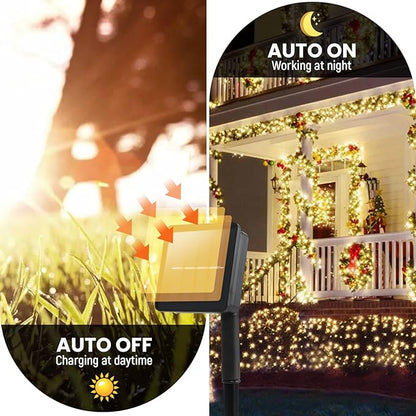 Dailyart Solar String Lights Outdoor, 2 Pack 100 LED (2 x 50FT) Solar Fairy Lights Waterproof IP44 with 8 Lighting Modes & Auto On/Off, 600mAh Battery Warm White for Garden Patio Yard Trees