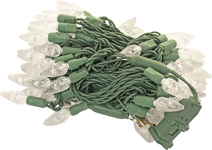 EST. LEE DISPLAY L D 1902 35FT LED Christmas String Lights C6 Warm White Steady 70 Bulbs UL Listed Outdoor Waterproof Green Wire Cords