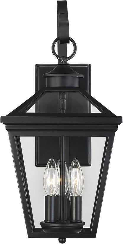 Savoy House 5-141-BK Ellijay Modern Farmhouse Rustic Clear Glass Outdoor Wall Lantern, 3-Light 120 Total Watts, 19" H x 9" W, Black