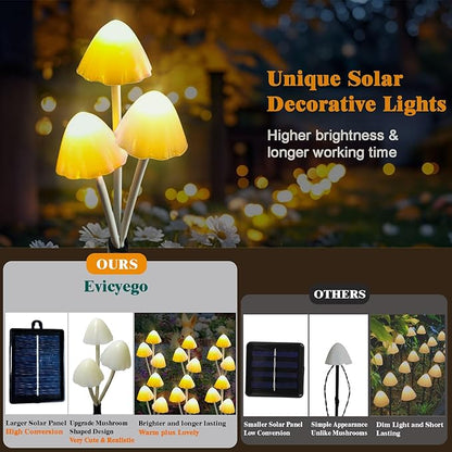 Solar Mushroom Lights for Outside, 6Pack 18LED Mushrooms with 8 Lighting Modes, Unique Mushroom Garden Decor Gifts, Cute Mushroom Solar Lights Outdoor for Path,Landscape,Yard,Patio,Lawn Decor