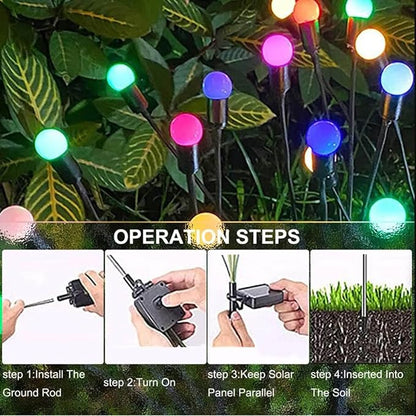 Firefly Solar Pathway Lights, LED Solar Starburst Swaying Light, Solar Garden Lights Waterproof IP65, Patio Landscape Lawn Decor Lighting Stakes(8pcs)
