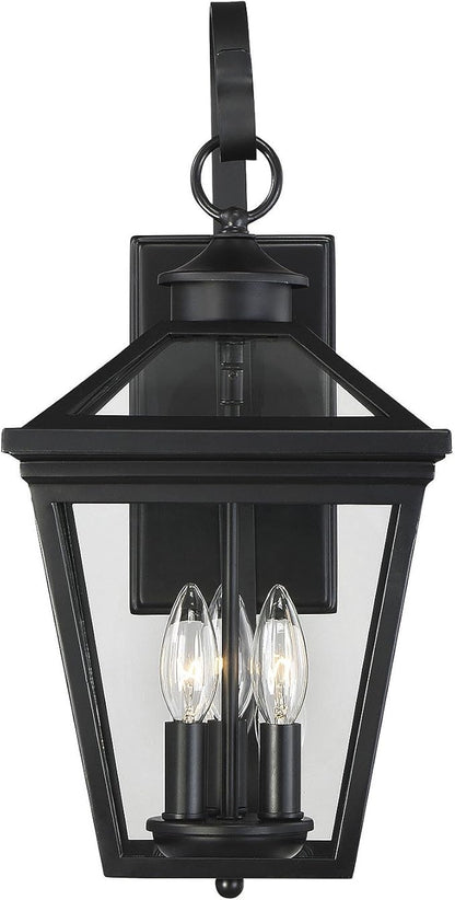 Savoy House 5-141-BK Ellijay Modern Farmhouse Rustic Clear Glass Outdoor Wall Lantern, 3-Light 120 Total Watts, 19" H x 9" W, Black