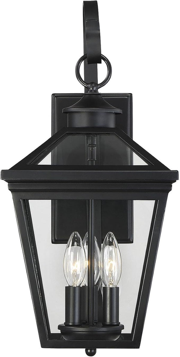 Savoy House 5-141-BK Ellijay Modern Farmhouse Rustic Clear Glass Outdoor Wall Lantern, 3-Light 120 Total Watts, 19" | Lumora
