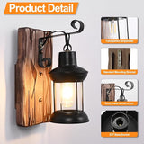 Rustic Wall Light Fixtures Vintage Wall Sconces Sets of 2 Farmhouse Antique Wooden Lamp with Clear Glass Indoor | Lumora