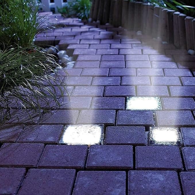 Solar Ice Glass Light,2 Packs Solar Powered Garden Lights, Waterproof IP68 Outdoor Table & Path Lights, Decorative Ice Cube for Yard (White)