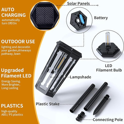 KINKAI Solar Pathway Lights Outdoor - 6 Pack Solar Garden Lights Driveway Light Landscape Lighting for Outside Walkway Patio Sidewalk Yard (Warm Light)