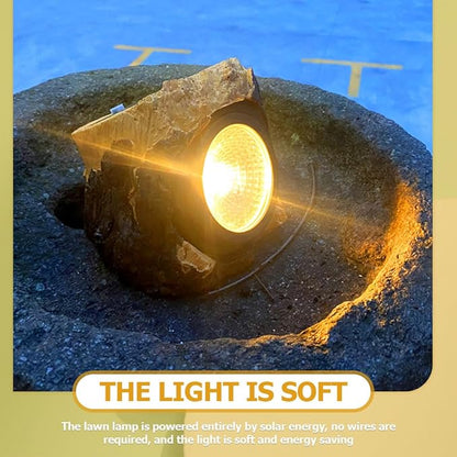 Kisangel Solar Yard Lights Solar Pathway Lights Resin Stump Shape Waterproof for Garden Lawn Walkway Patio Decor