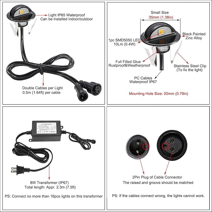 Recessed LED Deck Lighting Kits,DC12V Low Voltage F1.38 Waterproof IP 65,0.2W~0.4W Multi-Color RGB In Ground Lights | Lumora