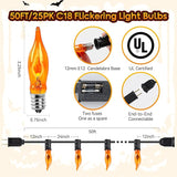 Year-Round Cozy Glow, 50Ft Outdoor Flickering Flame String Lights with 25 E12 Vintage Bulbs, Heavy-Duty | Lumora