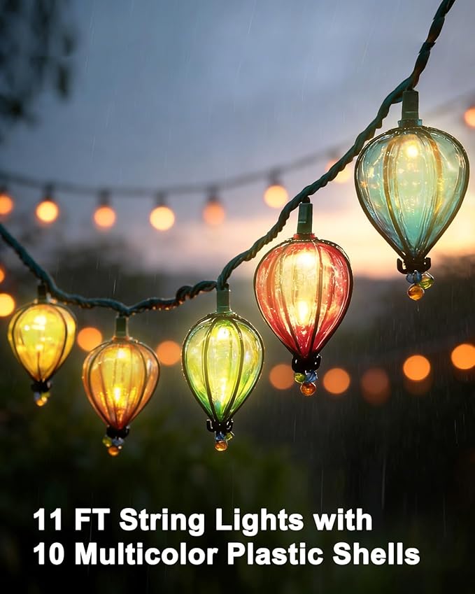 11FT Multicolor String Lights with 10 Bulbs, Colored Backyard Patio Indoor/Outdoor UL Listed String Lights, Hanging | Lumora