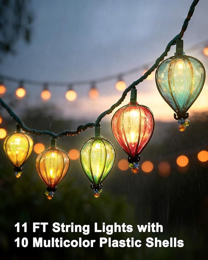 11FT Multicolor String Lights with 10 Bulbs, Colored Backyard Patio Indoor/Outdoor UL Listed String Lights, Hanging for Bistro Tents Market Cafe Gazebo Porch Party Wedding
