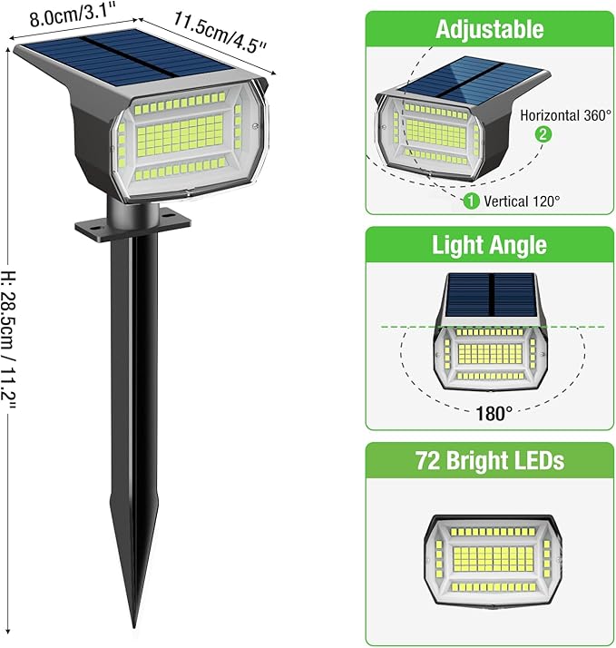 nipify 4 Pack Solar Spot Lights Outdoor, Solar Powered Waterproof Spotlight, Landscape Lighting for Outside Yard | Lumora
