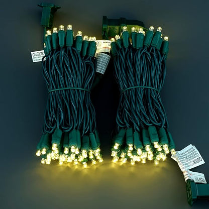 YULETIME Warm White One-Piece Wide Angle Christmas Lights 140 Count 48 Feet, 2 Sets 70 LED 24 ft High Waterproof 5mm UL Certified String Light (Warm White)
