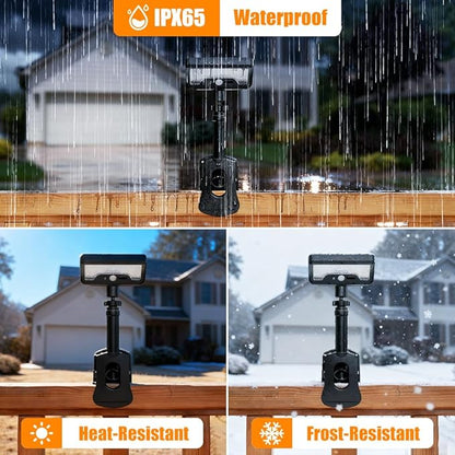 Clip On Solar Motion Sensor Light Outdoor, 600LM 3 Modes IP65 Waterproof, Adjustable Angle 1-Second Installation for Fence, Camping, Deck & Gutter(Black)