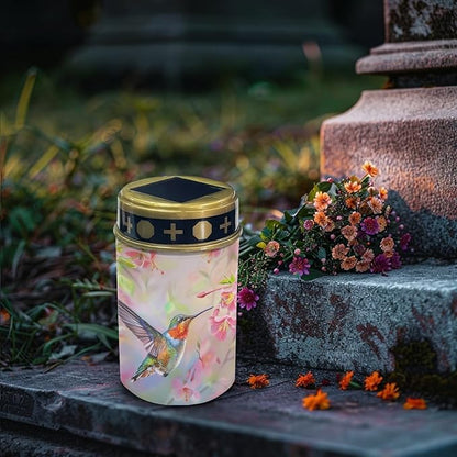 Hummingbirds Solar Pathway Lights Waterproof Solar Outdoor Lights,Solar Stake Lights Solar Lantern Solar Garden Lights, Wall Light Auto On/Off,Cherry Blossom