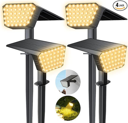 Solar Spot Lights Outdoor, IP65 Waterproof 44 LED Landscape Spotlights, Solar Powered Spotlight with Auto On/Off and 3 Lighting Modes for Outside Garden Decor, 4 Pack (Cool White)