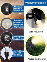 Halloween Landscape Lights with Remote Control 120V Landscape Lighting 12W RGBW Outdoor LED Spotlights Color | Lumora
