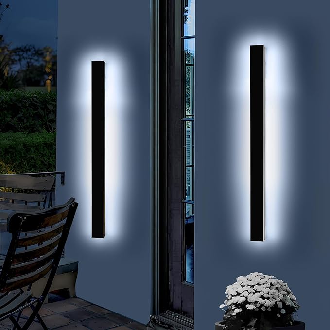 Mikeru 47.2inch Long LED Wall Light, 3000k/4500k/6000k Three Colors Switchable Modern Exterior Wall Sconces Acrylic | Lumora