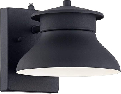 John Timberland Danbury Farmhouse Industrial Rustic Outdoor Barn Light Fixture Black LED Dusk to Dawn 6" for Exterior Deck House Porch Yard Patio Outside Garage Front Door Garden Home Roof