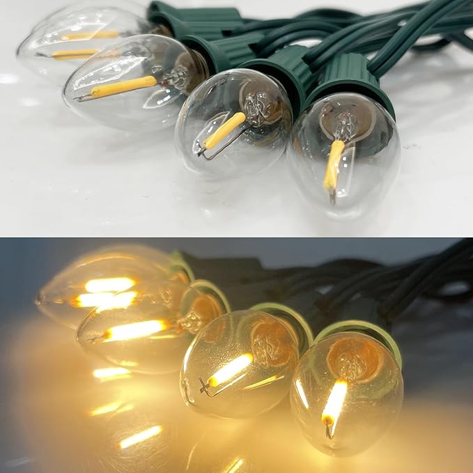 SUNSGNE C7 LED Clear Christmas String Lights Outdoor, 25FT Vintage Christmas Tree Lights with 27 0.6W Bulbs(2 | Lumora