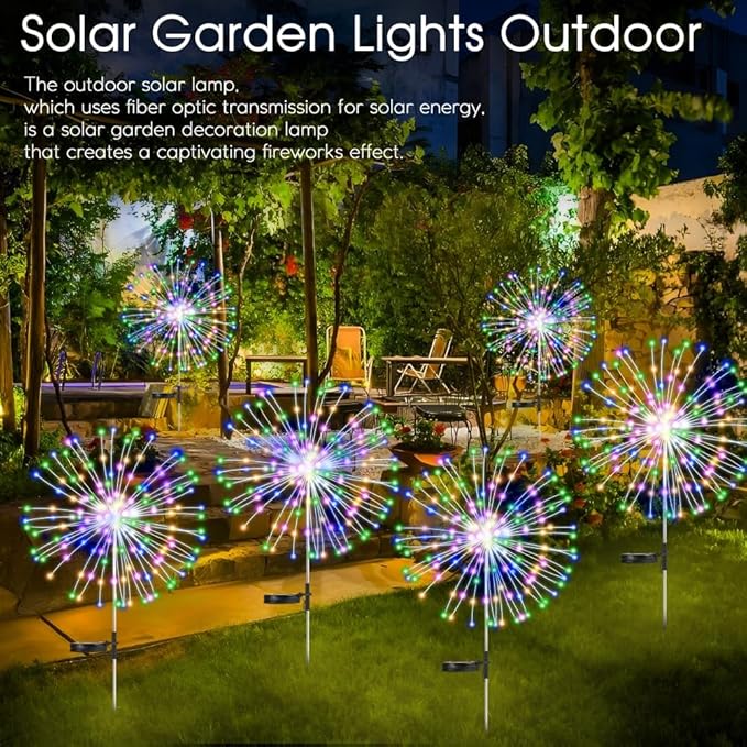 Solar Garden Lights Outdoor,Waterproof Garden,2 Pack 200 LED Twinkling Firework Lights Decorative with 8 | Lumora