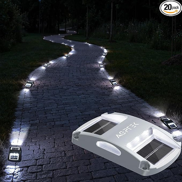AGPTEK Solar Driveway Lights 20 Pack, Outdoor Deck Dock Marine LED Solar Powered Waterproof Driveway Marker Lights | Lumora