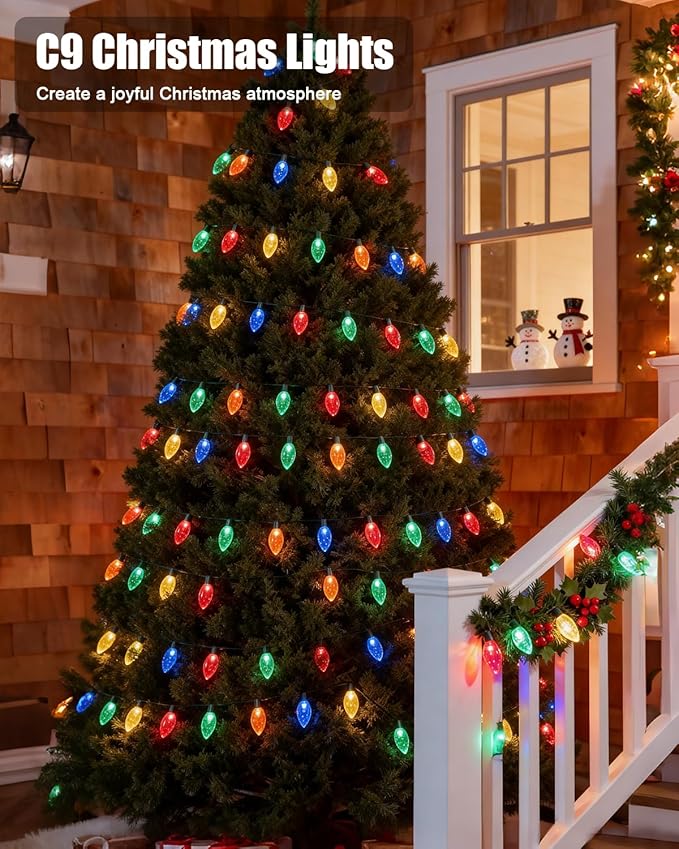 C9 Christmas Lights Outdoor 114ft 150 LED Waterproof String Lights with Timer & 8 Modes, Connectable Commercial | Lumora