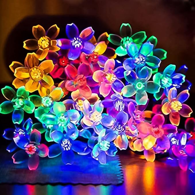 FULLBELL Easter Fairy Lights Flower String Lights 100LED 8 Flash Modes Cherry Blossom - Decorative Outdoor Light | Lumora