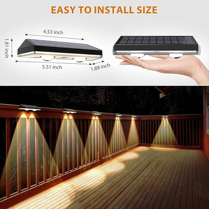 Solar Fence Lights,RGB & Warm White & 6 Colors Lens LED Dusk to Dawn Deck Light Outdoor Waterproof, Solar Outdoor Lights for Backyard/Railing/Wall/Step/Patio/Pool -Set of 20