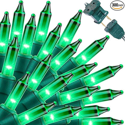 LAMPHOME St. Patrick's Day Mini String Lights,Green st Patricks Day Tree Decorations,300Lights 63.8ft(2pk of 150L) Christmas Light for Outdoor Christmas Tree Garden Holiday Party Patio Decor