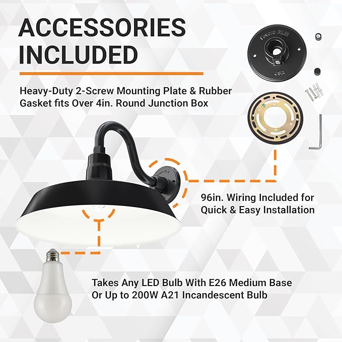 17in. Satin Black Outdoor Gooseneck Barn Light Fixture With 10in. Long Extension Arm - Wall Sconce Farmhouse | Lumora