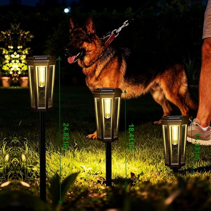 4 Pack Solar Pathway Lights, Outdoor Waterproof (IP65) with 2-in-1 Lighting Modes, Warm White LED for Yard, Lawn, Garden, Patio & Landscape